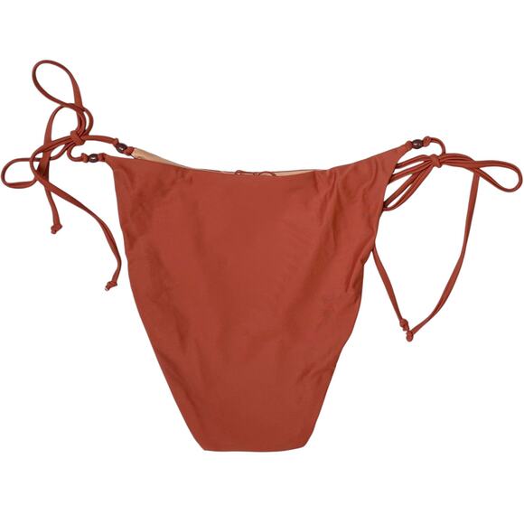 2/$15 NWT J. Crew Curved-Waist Cheeky String Bikini Bottom Beaded Brown Size M - Picture 2 of 8